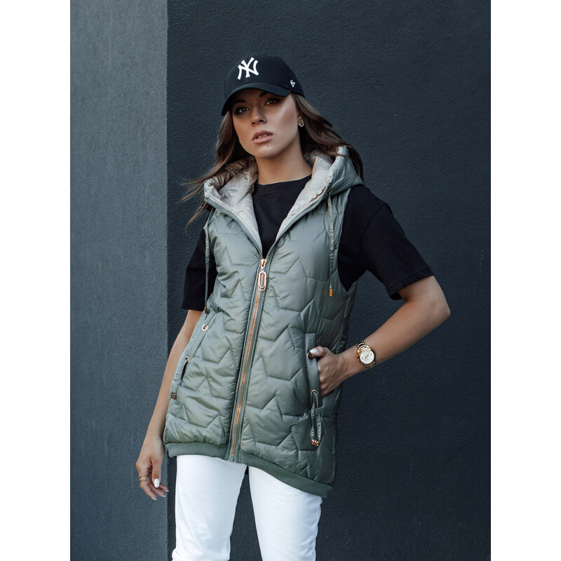 BASIC Tmavozelená dámska prešívaná vesta GLITZY TY4456 57869305