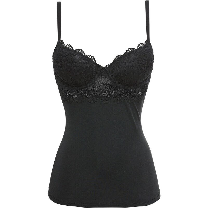 bonprix Podprsenkový top z hladkého mikrovlákna, farba čierna 45535317