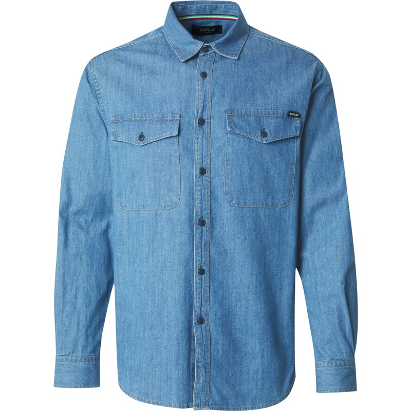REPLAY Košeľa modrá denim 64890183