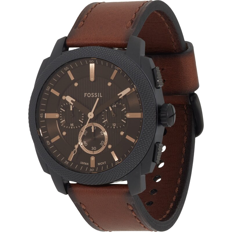 FOSSIL Analógové hodinky MACHINE gaštanová / čierna 62316571