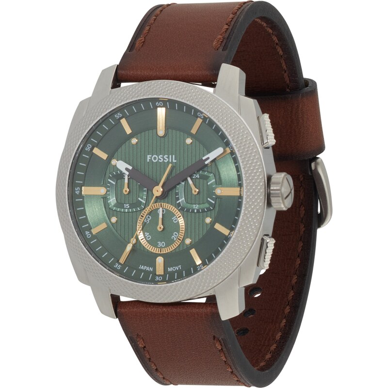 FOSSIL Analógové hodinky Machine hnedá / zelená / strieborná 62316575