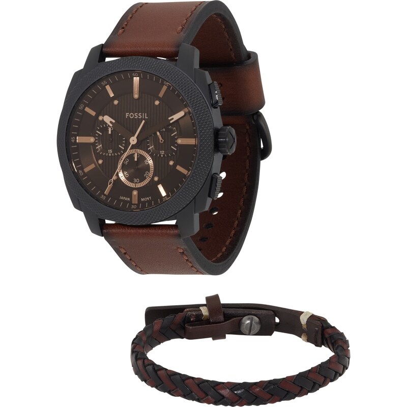 FOSSIL Analógové hodinky MACHINE tmavohnedá / čierna 62316592