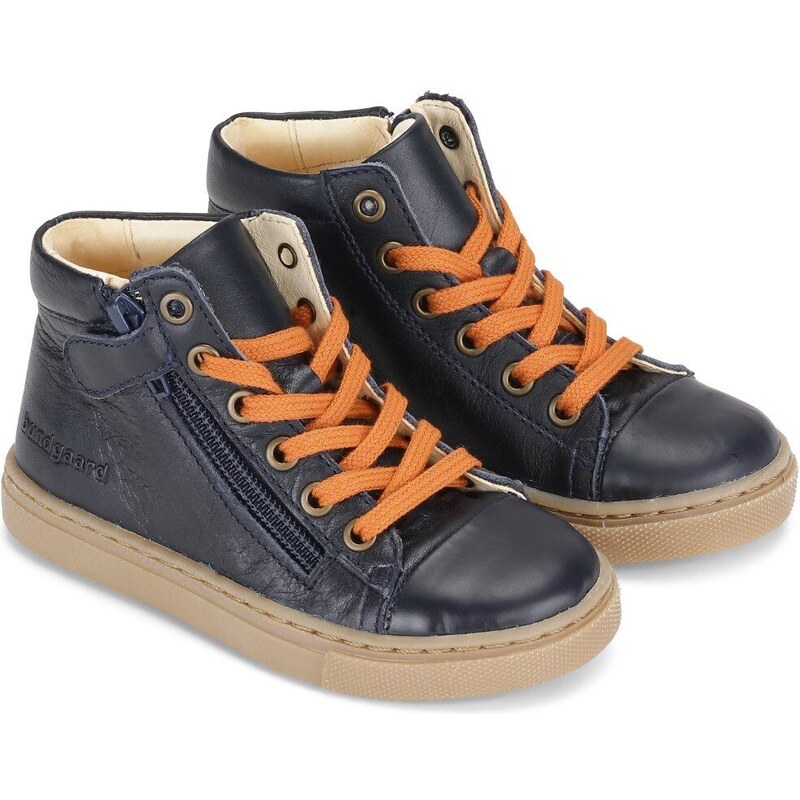 Detské kožené členkové topánky Bundgaard RIE LACE BG303107G-505 Navy 62329964