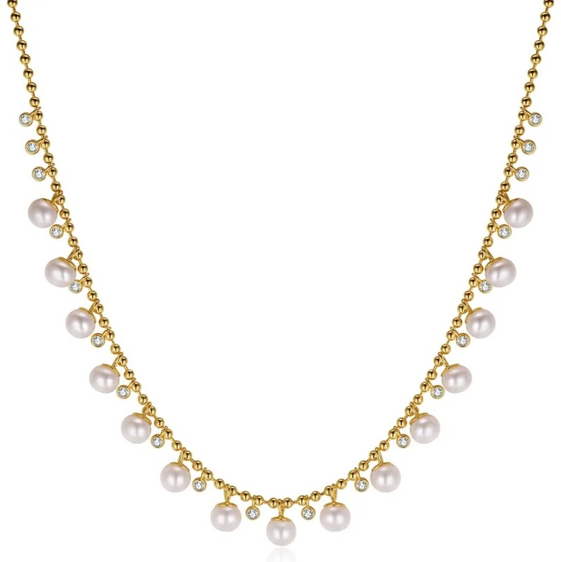 MAJYA Strieborná retiazka s perlami JUNE pozlátená 11642 64582423