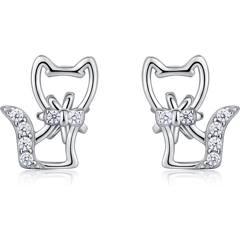 Olivie Strieborné náušnice na skrutku MAČKA 9392 62335055