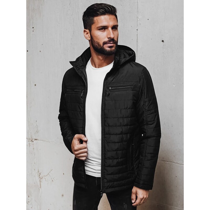 Dstreet Prechodná módna čierna bunda s kapucňou 62334979