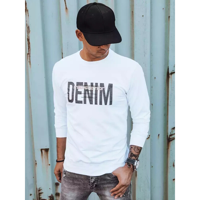 BASIC Biela mikina s nápisom DENIM BX5356 35635436