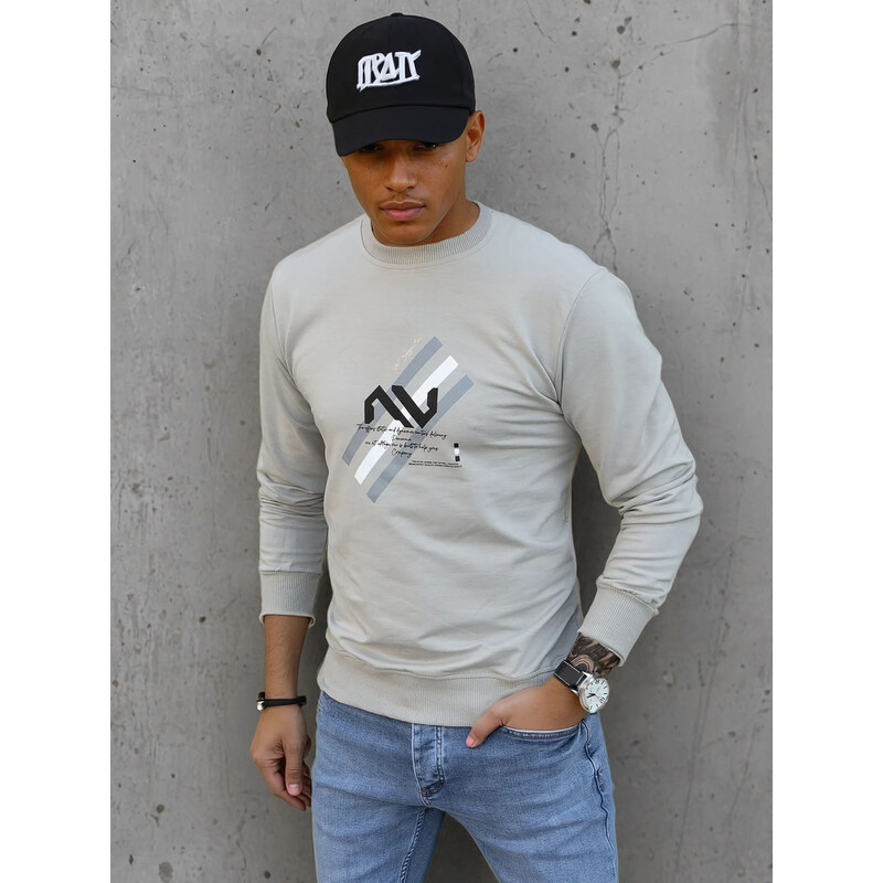 BASIC Béžová mikina bez kapucne BX5363 35635443