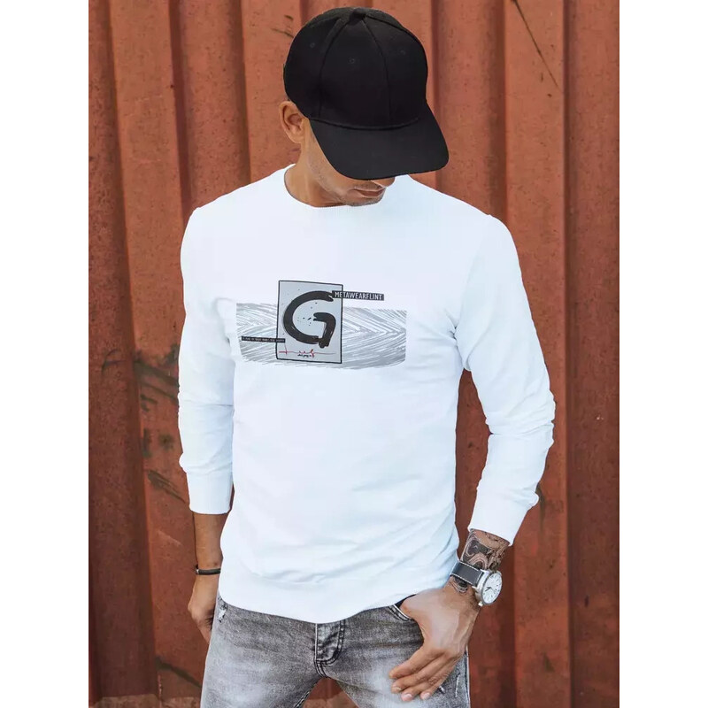 BASIC Biela mikina bez kapucne BX5370 35635449