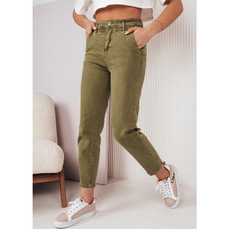 BASIC Khaki rovné nohavice mom fit FINN UY1594 45531578