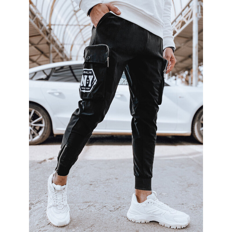 BASIC Čierne pánske jogger tepláky s vreckami UX4309 52671132