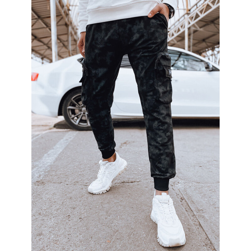 BASIC Čierne vzorované tepláky s vreckami UX4362 52671201