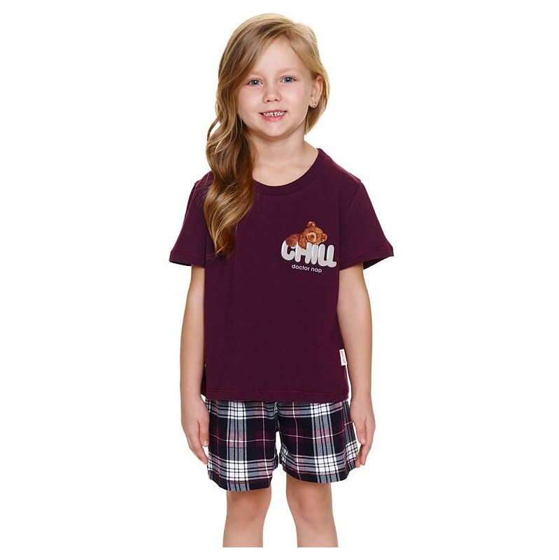 DN Nightwear Chlapčenské a dievčenské pyžamo Chill teddy vínové 62399971