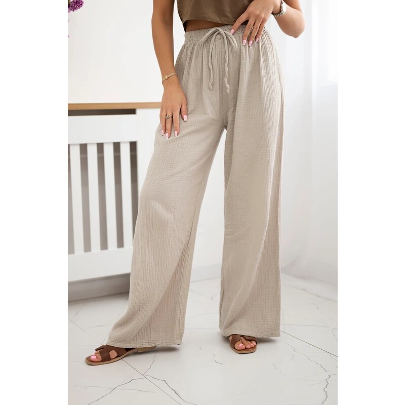 Kesi Mušelínové nohavice so širokými nohavicami námornícka modrá 65118904