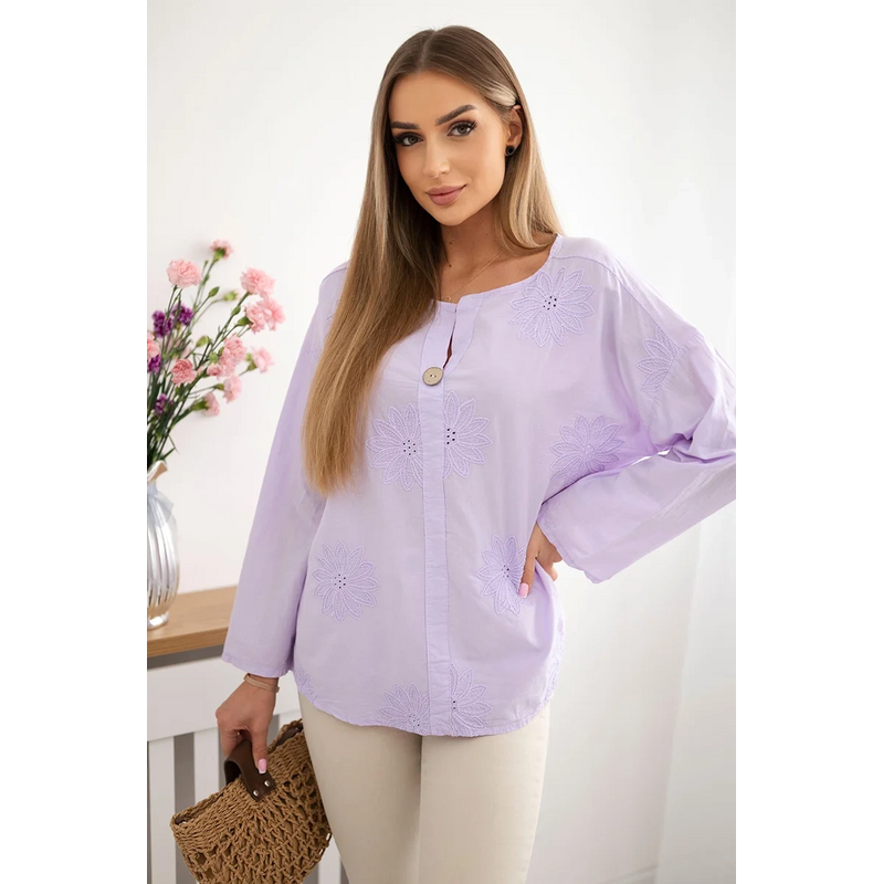 Košeľová blúzka Kaira s vyšívaným vzorom 66054552