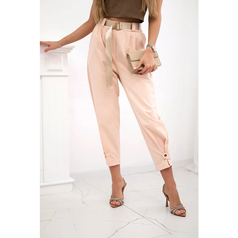 K-Fashion Letné nohavice Punto so zapínaním na nohaviciach marhuľová 62340030