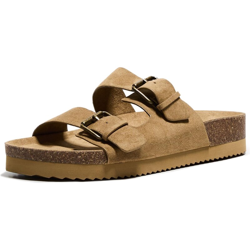 Bershka Šľapky farba ťavej srsti 64559128