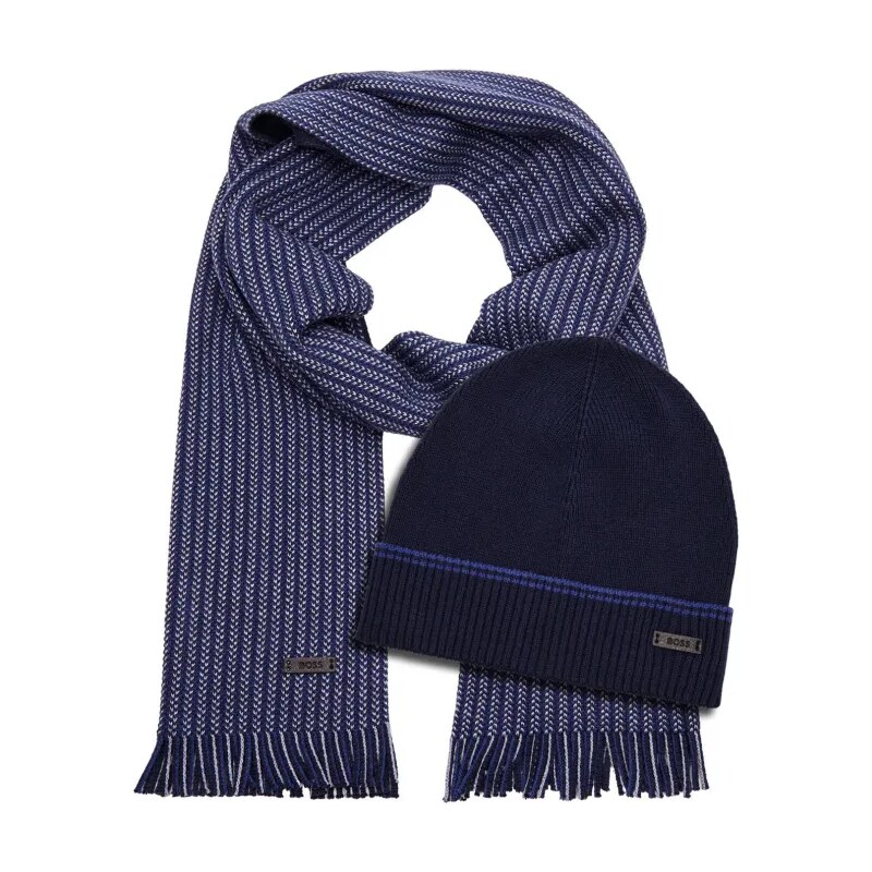 BOSS BLACK Šál + čiapka Ernesto_SET | s prímesou vlny 62275050