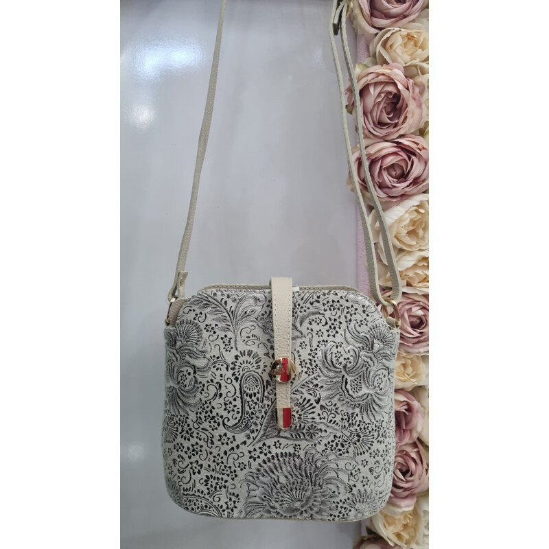 E-shop Katrins Fashion Béžová kožená crossbody kabelka Vera Pelle