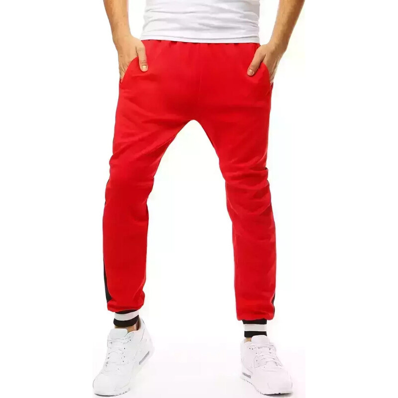 BASIC Červené pánske tepláky s čiernym pruhom UX3359 27136181