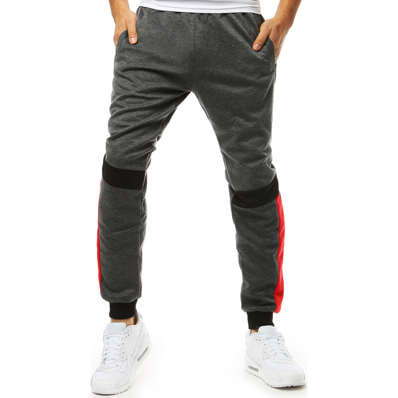 BASIC Antracitové tepláky s farebnými vsadkami UX3543 30586685