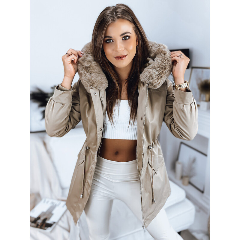 BASIC Béžová parka MEGI s kožúškom TY3304 36079601