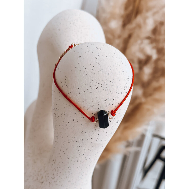 BASIC Červený náramok CRISTAL s čiernym kamienkom LY0057 42769692