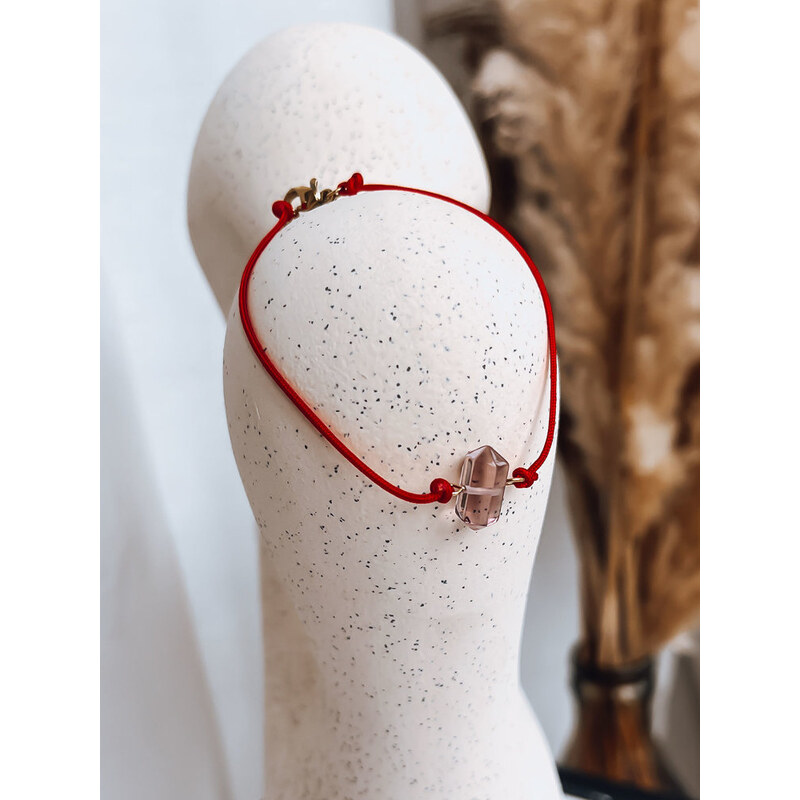 BASIC Červený náramok CRISTAL s ružovým kamienkom LY0058 42769693