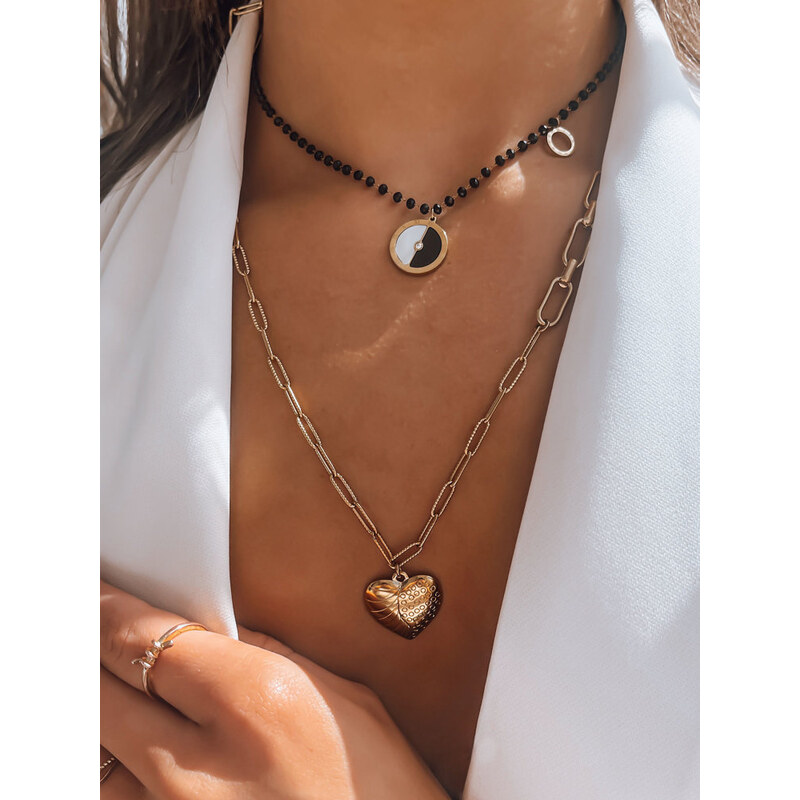 BASIC Čierny korálkový náhrdelník s príveskami SAHARUN Dstreet IY0064 43935986