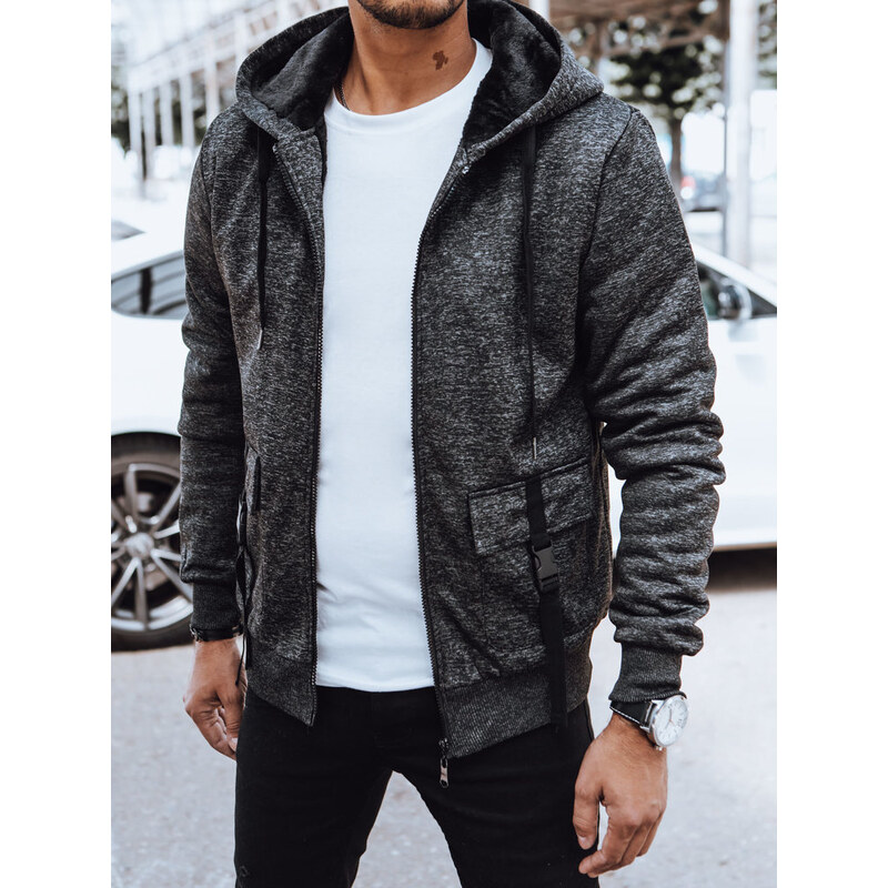 BASIC Tmavosivá zateplená pánska mikina s kapucňou BX5607 45555929