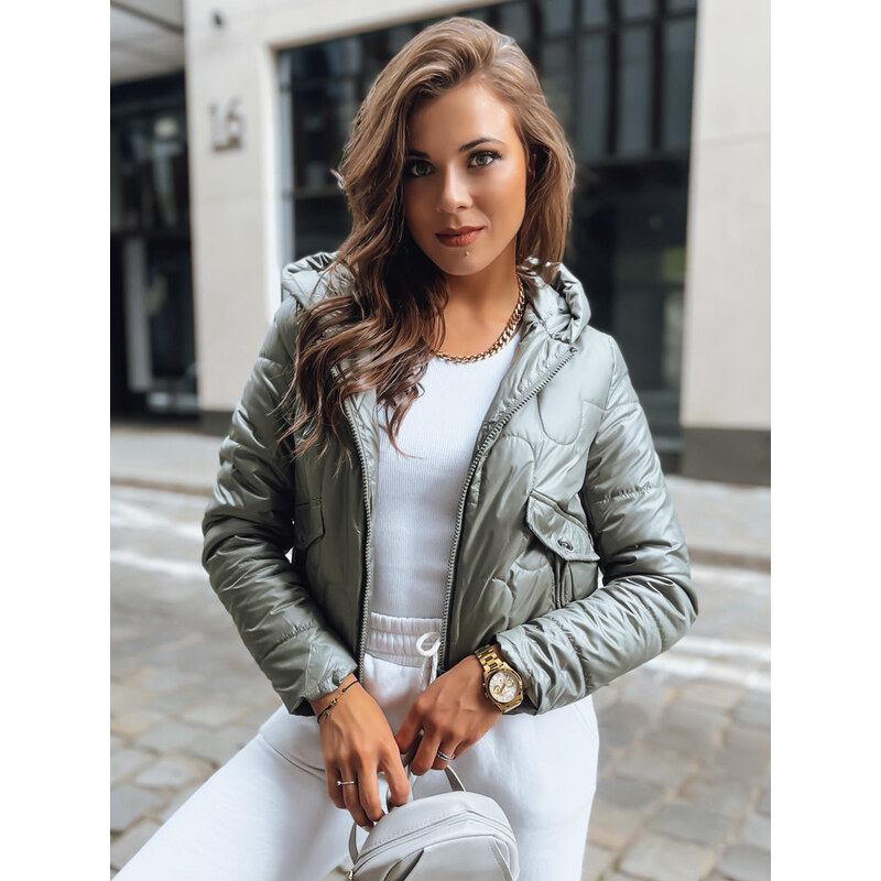 BASIC Zelená prešívaná crop bunda LILYWOOL TY3712 47338174