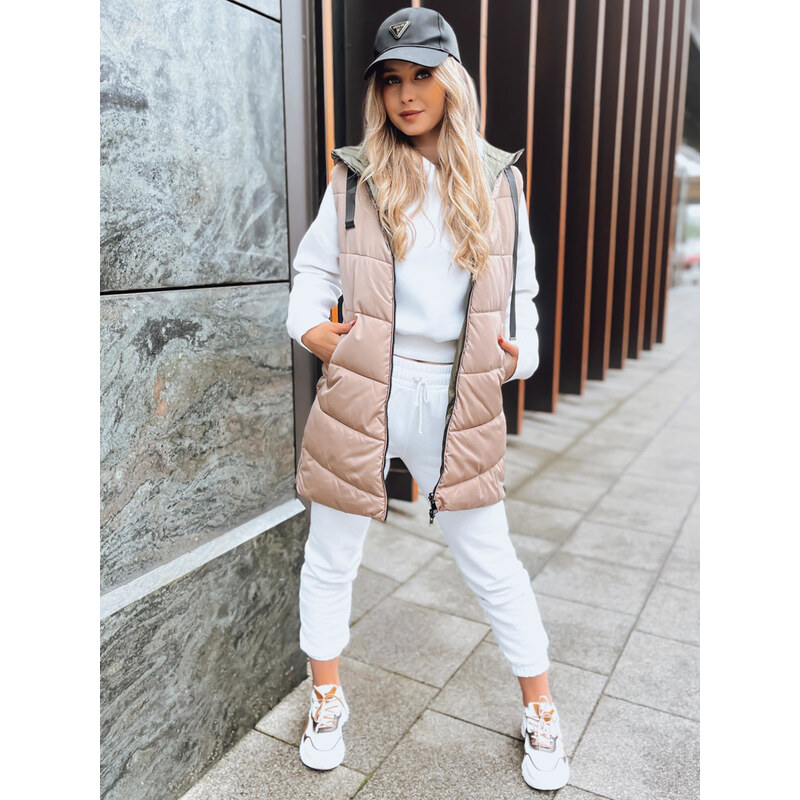 BASIC Béžovo-zelená obojstranná vesta ONADE TY3726 46049055