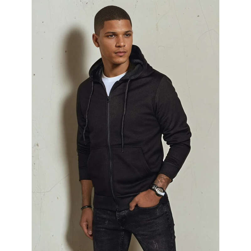 BASIC Čierna mikina na zips s kapucňou BX5644 48068644