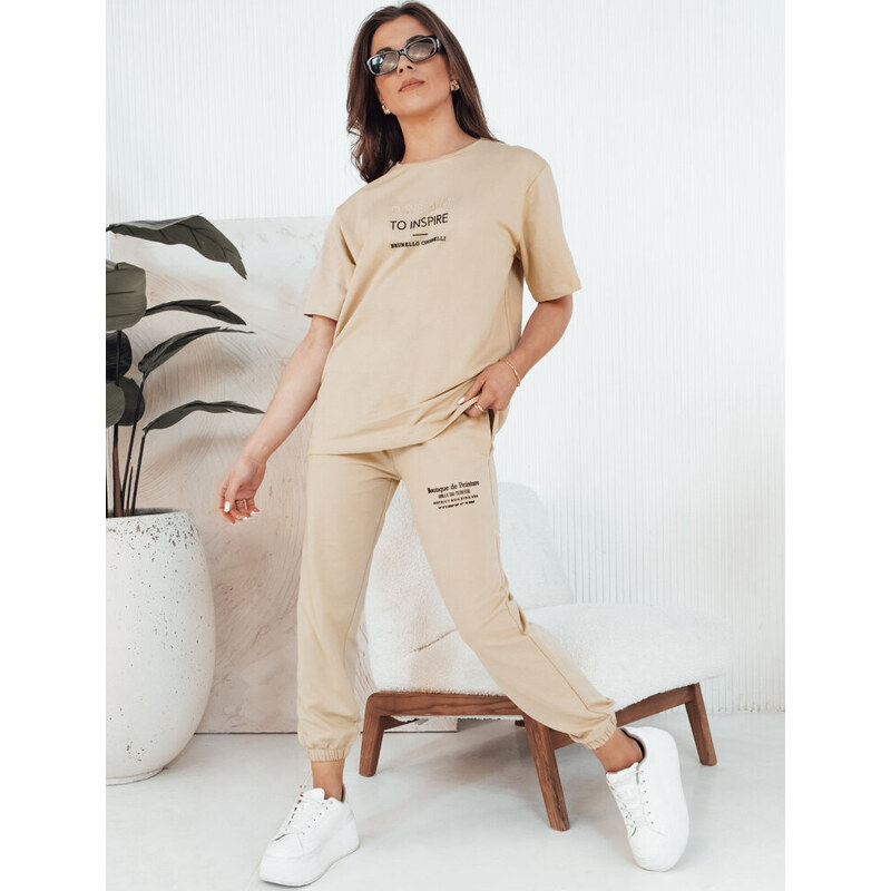 BASIC Béžová bavlnená súprava trička a teplákov SIPAN AY1043 52672387