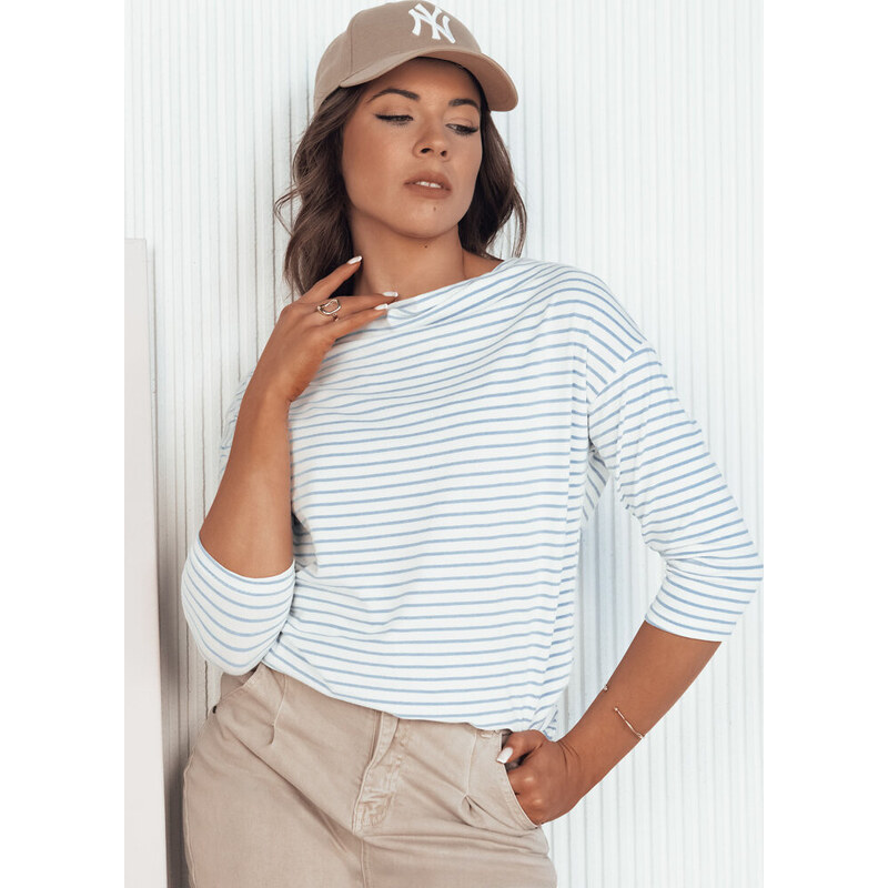 BASIC Bielo-modré pruhované tričko s 3/4 rukávom RY2642 52672425