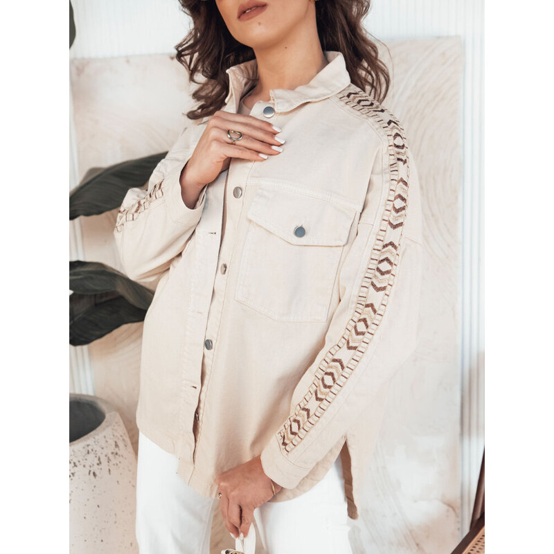 BASIC Béžová košeľová bunda s výšivkou DALALIS TY4320 52672437