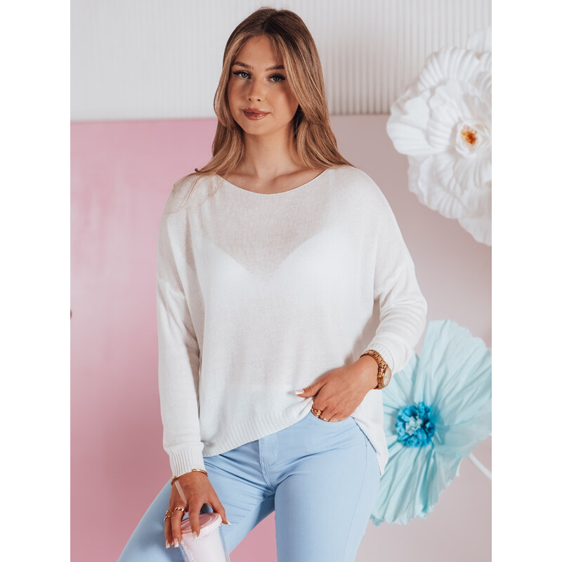 BASIC Smotanový dámsky asymetrický oversize sveter SENZIA MY2450 62362594
