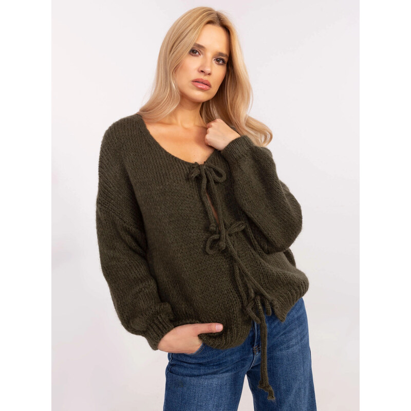Factory Price Voľný dámsky sveter v khaki farbe (0412) 62368494