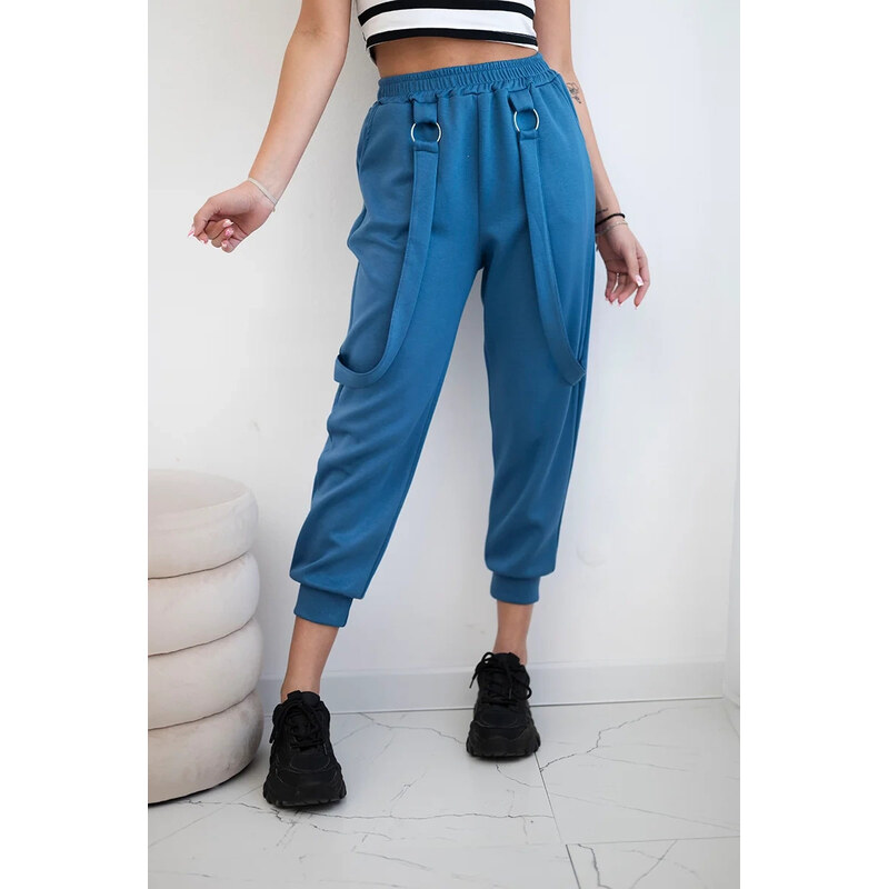 K-Fashion Nohavice s ozdobnými pruhmi z maslovej džínsoviny 62368650