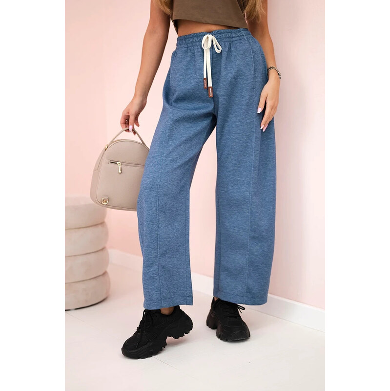 K-Fashion Maslové nohavice zviazané v páse denim meliert 62369103