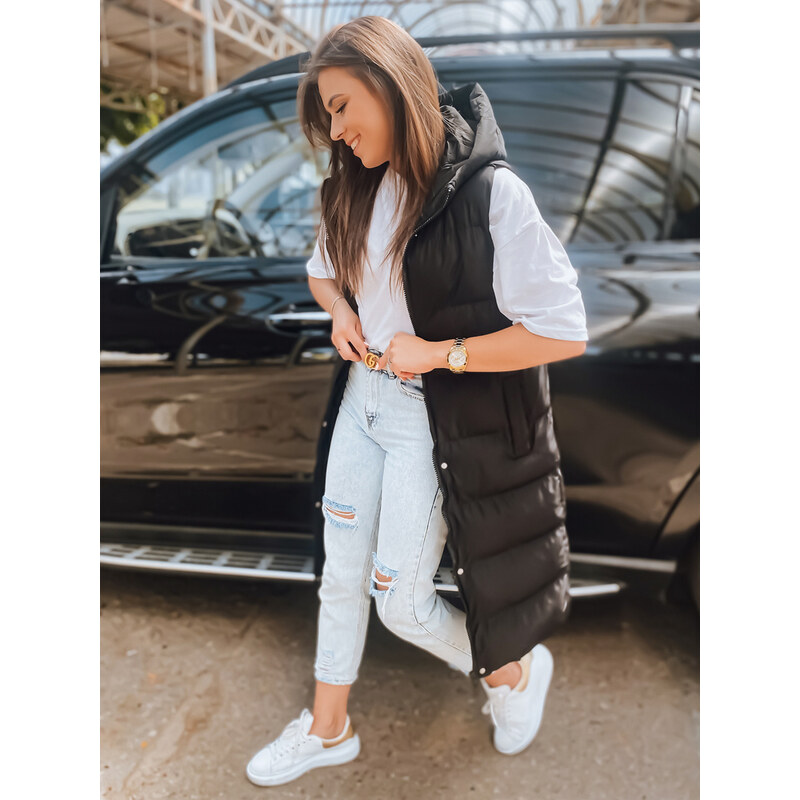 BASIC Čierna prešívaná dlhá vesta ELLA TY3030 34936336