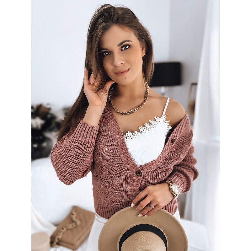 BASIC Tmavoružový sveter na gombíky WIKI MY1708 36875280