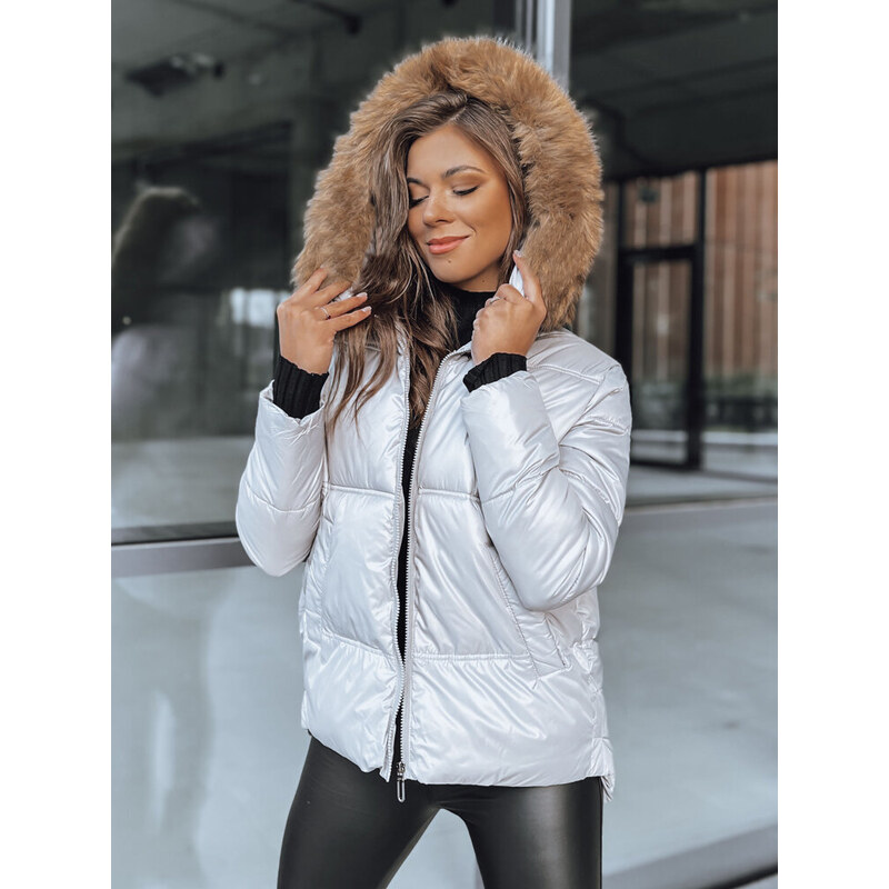 BASIC Svetlosivá lesklá zimná bunda SPARKLE TY3952 47338347