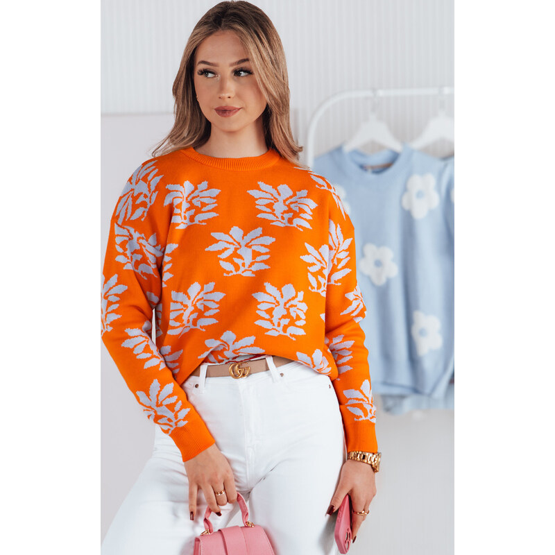 BASIC Oranžový dámsky sveter so vzorom SWEET BUNNY MY2281 48720964