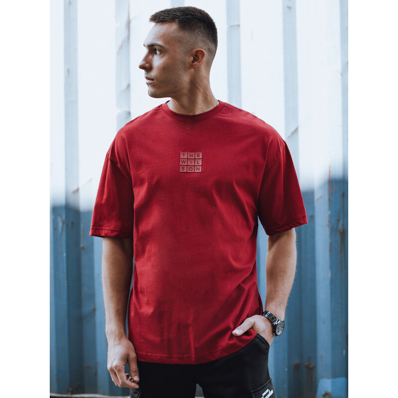 BASIC Bordó tričko s drobnou potlačou RX5522 52673270