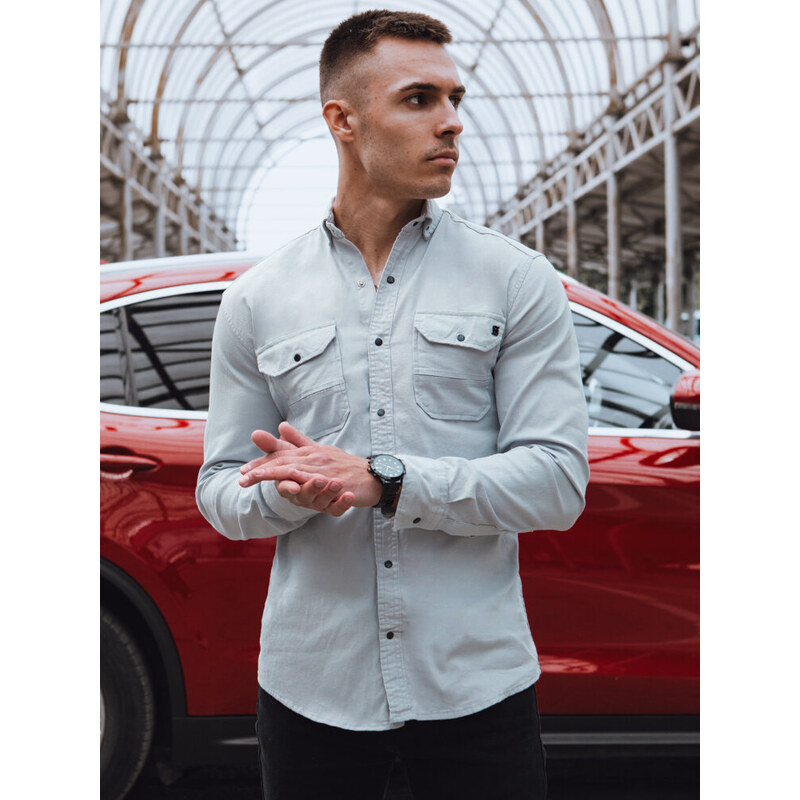 BASIC Svetlosivá džínsová košeľa DX2578 52673277