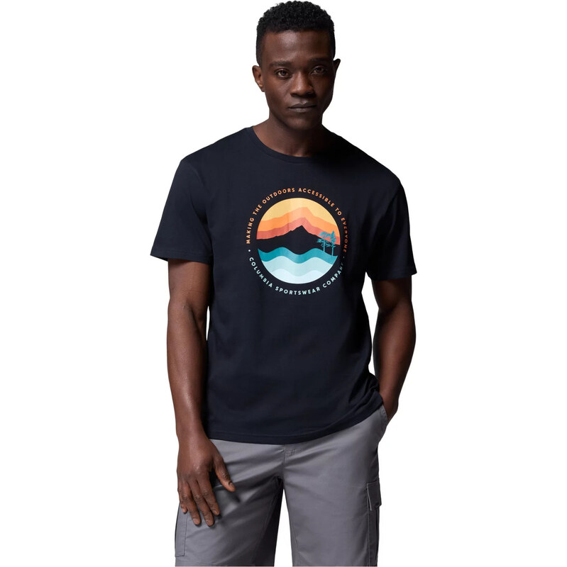 Čierne pánske tričko s potlačou Columbia Path Lake II Graphic Tee 65151532