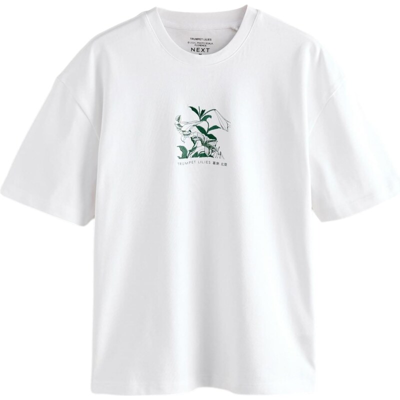 Next Tričko Künstler tmavozelená / oranžová / biela 62385848