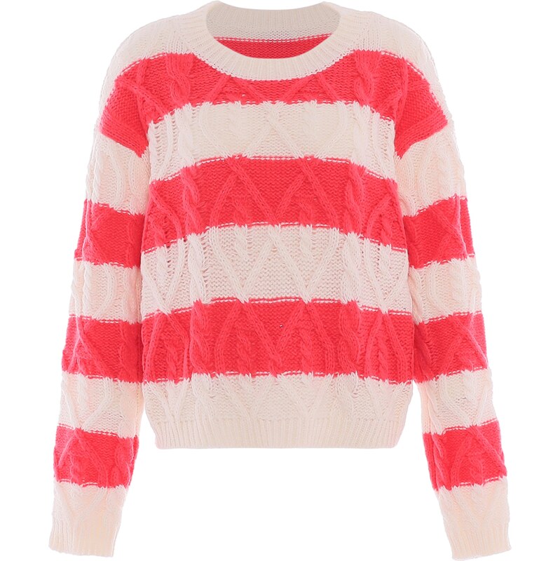 MYMO Sveter koralová / biela ako vlna 62385407