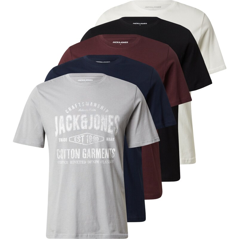 JACK & JONES Tričko námornícka modrá / sivá / bordová / čierna 60917117